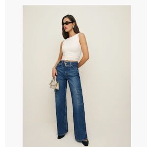 Reformation Cary Belted Cargo High Rise Slouchy Wide Leg